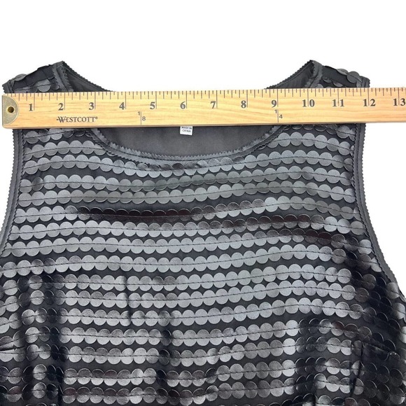 BB Dakota Size 0 Branson Black Dress Faux Leather Paillette Cocktail Sheath - Picture 10 of 12